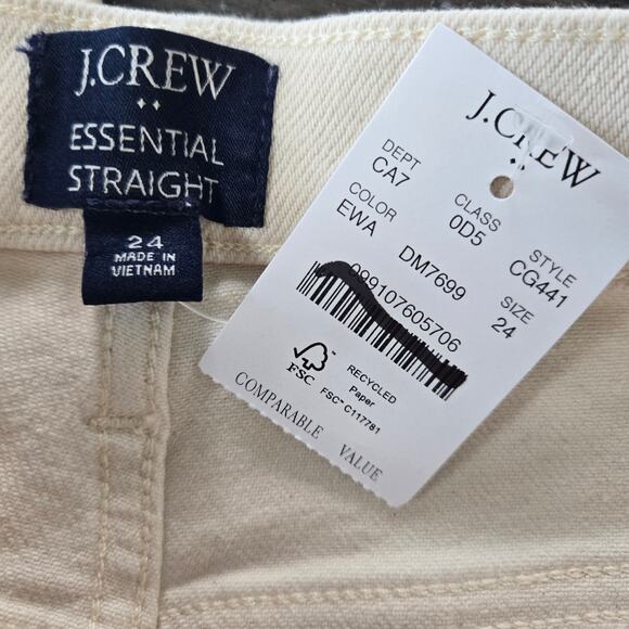 J. Crew Factory Essential Straight Ecru Jean in All-Day Stretch Size 24 NWT - Picture 5 of 11